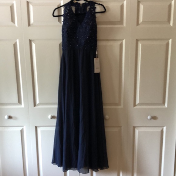 navy blue Prom/bridesmaids dress beaded 2 - Picture 6 of 11
